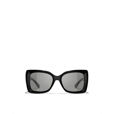 Chanel Womens  Ch5555 Square-frame Acetate Sunglasses In Black