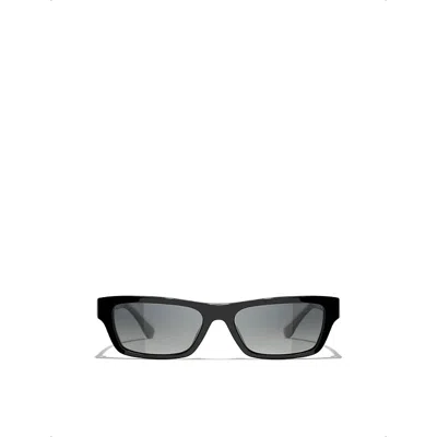 Pre-owned Chanel Womens Black Ch5564b Rectangular-frame Acetate Sunglasses