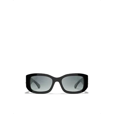 Pre-owned Chanel Womens Black Oval Sunglasses
