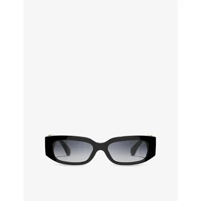 Pre-owned Chanel Womens Black Oval Sunglasses