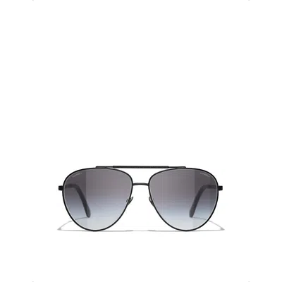 Pre-owned Chanel Womens Black Ch4279b Crystal-embellished Metal Pilot Sunglasses