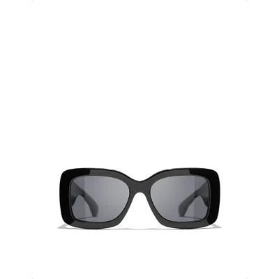 Pre-owned Chanel Womens Black Ch5483 Square-frame Acetate Sunglasses