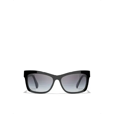 Pre-owned Chanel Womens Black Ch5496b Rectangle-frame Acetate Sunglasses