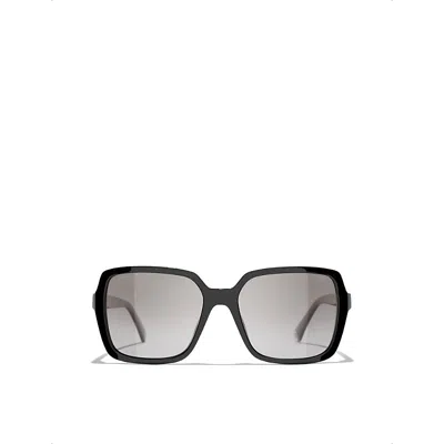 Pre-owned Chanel Womens Black Ch5505 Rectangle-frame Acetate Sunglasses