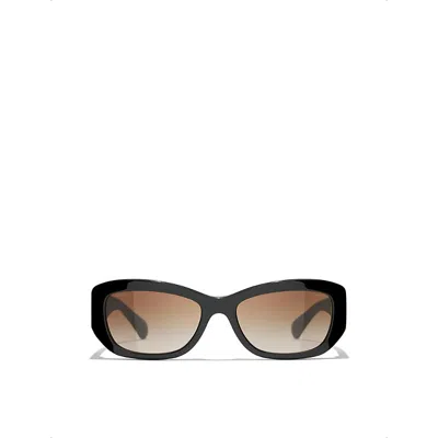 Pre-owned Chanel Womens Black Ch5493 Pillow-frame Acetate Sunglasses