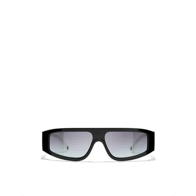 Pre-owned Chanel Womens Black Shield-frame Sunglasses