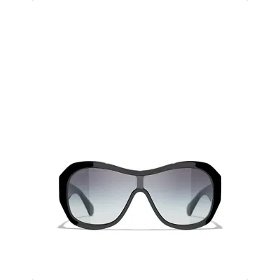 Pre-owned Chanel Womens Black Ch5497b Irregular-frame Acetate Sunglasses