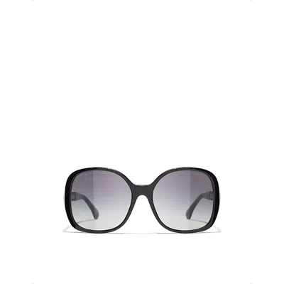Pre-owned Chanel Womens Black Square-frame Sunglasses