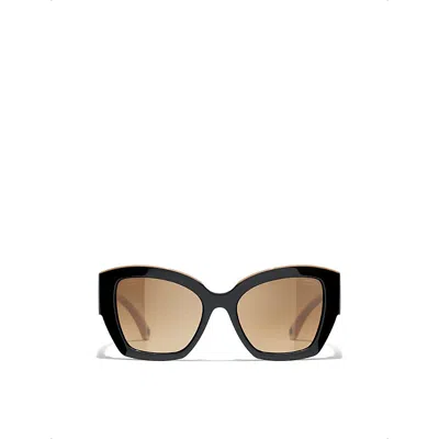 Pre-owned Chanel Womens Black Square-frame Sunglasses