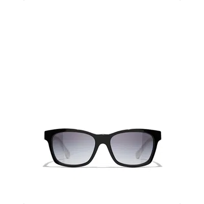 Pre-owned Chanel Womens Black Ch5484 Square-frame Acetate Sunglasses