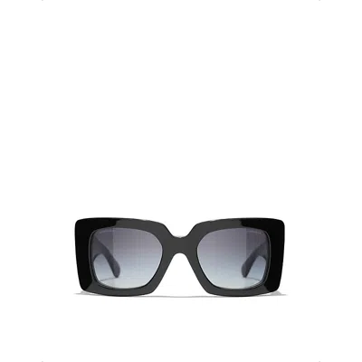 Pre-owned Chanel Womens Black Ch5480h Square-frame Acetate And Glass Pearl Sunglasses
