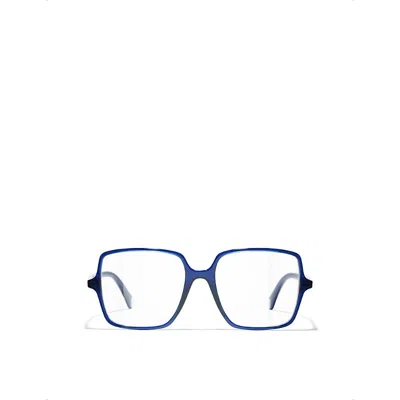 Pre-owned Chanel Womens  Ch3448 Square-frame Acetate Glasses In Blue