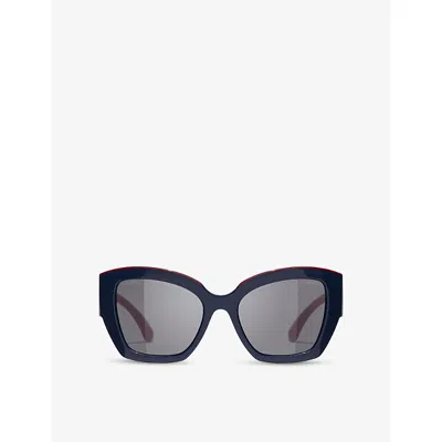 Pre-owned Chanel Womens  Ch6058 Butterfly-frame Acetate Sunglasses