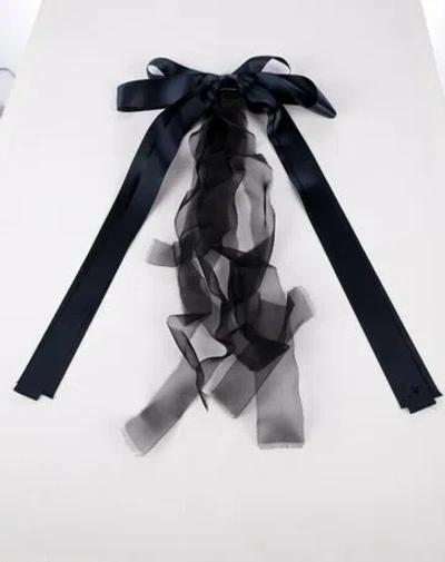 Pre-owned Chanel Womens' Blue Satin Ribbon Bow Tie