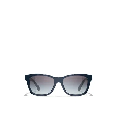 Pre-owned Chanel Womens Blue Ch5484 Square-frame Acetate Sunglasses