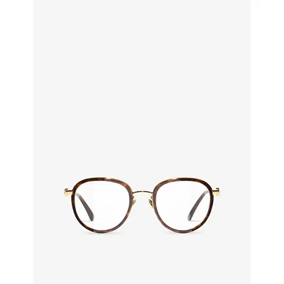 Pre-owned Chanel Womens Brown Ch2220 Pantos-frame Metal Optical Glasses