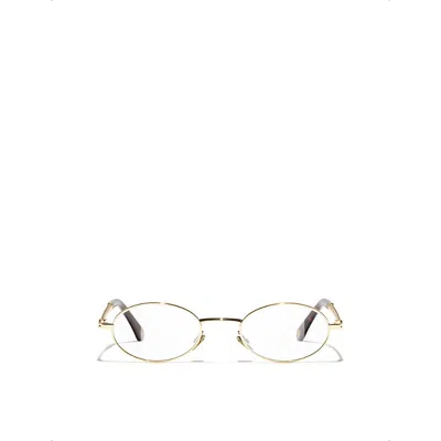 Pre-owned Chanel Womens Brown Ch2228h Oval-frame Metal Optical Glasses