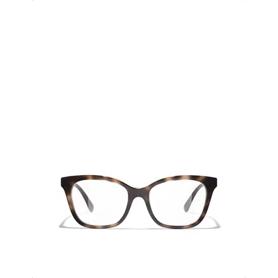 Pre-owned Chanel Womens  Ch3463 Rectangle-frame Acetate Glasses In Brown