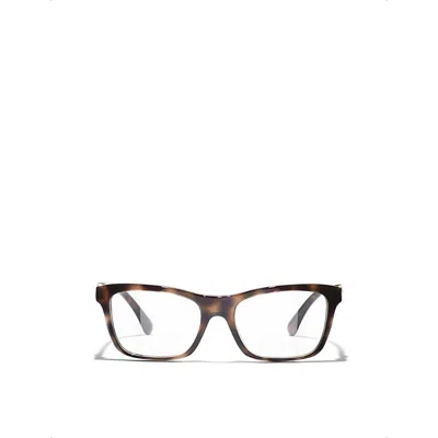 Pre-owned Chanel Womens Brown Ch3465 Rectangle-frame Acetate Glasses