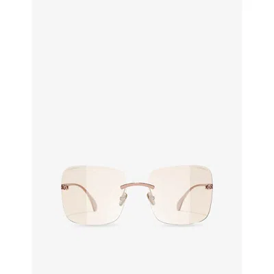 Pre-owned Chanel Womens Brown Ch4287st Square-frame Titanium Sunglasses