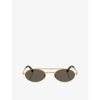 Pre-owned Chanel Ch4297h Oval Metal Sunglasses In Brown