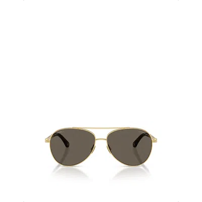 Pre-owned Chanel Ch4298h Pilot Metal Sunglasses In Brown