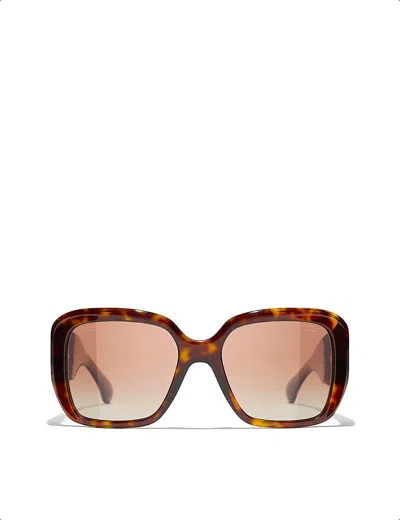 Pre-owned Chanel Womens Brown Ch5512 Square-frame Acetate Sunglasses