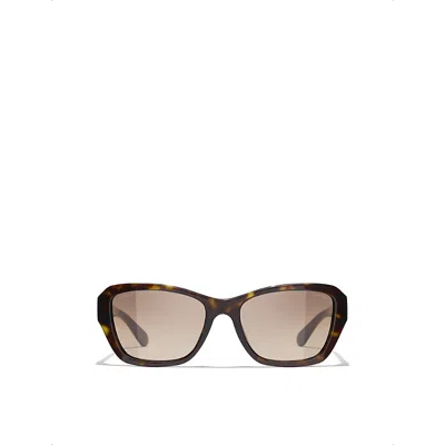Pre-owned Chanel Womens Brown Ch5516 Butterfly-frame Acetate Sunglasses
