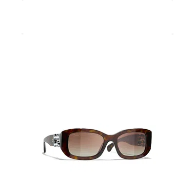 Pre-owned Chanel Womens  Ch5542 Polarised Rectangle-frame Acetate Sunglasses