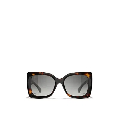 Chanel Womens  Ch5555 Square-frame Tortoiseshell Acetate Sunglasses In Brown