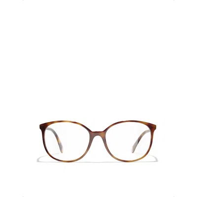 Pre-owned Chanel Womens Brown Ch3432 Pantos-frame Acetate Optical Glasses