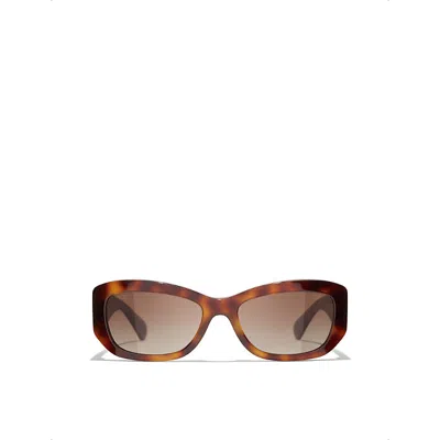 Pre-owned Chanel Womens Brown Ch5493 Pillow-frame Acetate Sunglasses