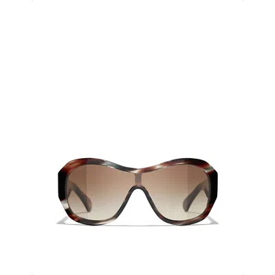 Pre-owned Chanel Womens Brown Ch5497b Irregular-frame Acetate Sunglasses