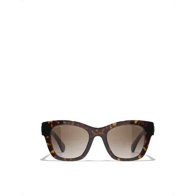 Pre-owned Chanel Womens Brown Ch5478 Square-frame Tortoiseshell Acetate Sunglasses