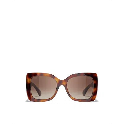 Pre-owned Chanel Womens Brown Ch5494 Square-frame Acetate Sunglasses