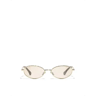 Chanel Womens Ch2227s Oval-frame Metal Sunglasses Gold