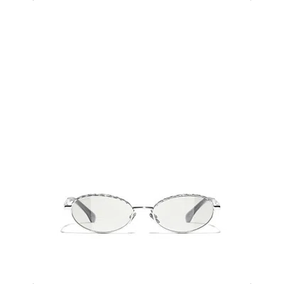 Chanel Womens Ch2227s Oval-frame Metal Sunglasses Silver