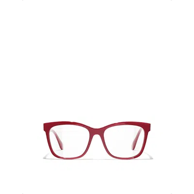 Pre-owned Chanel Womens Red Ch3392 Square-frame Optical Sunglasses