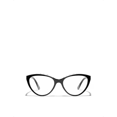 Chanel Womens Ch3393 Cat-eye Acetate Optical Glasses Black
