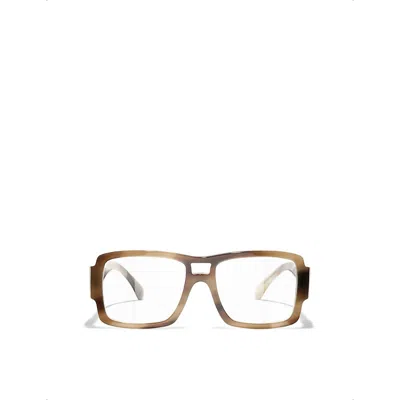 Pre-owned Chanel Womens Cream Ch3481 Square-frame Optical Glasses In White