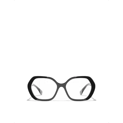 Chanel Eyewear Ch3496 Oversized Acetate Frame Eyeglasses In Black