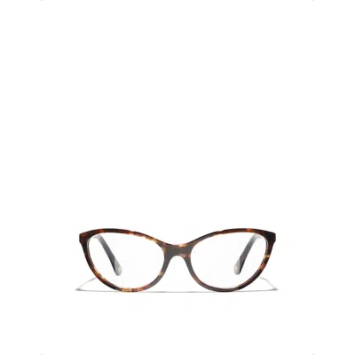 Chanel Womens Ch3501h Cat-eye Metal Optical Glasses Brown