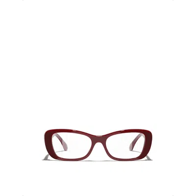 Chanel Womens Ch3506 Butterfly-frame Acetate Optical Glasses Red In Transparent