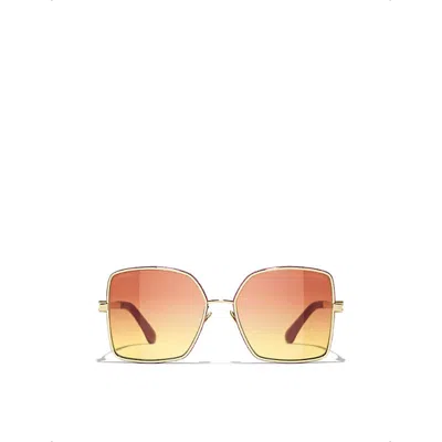 Chanel Womens Ch4288q Square Metal Sunglasses Gold In Brown