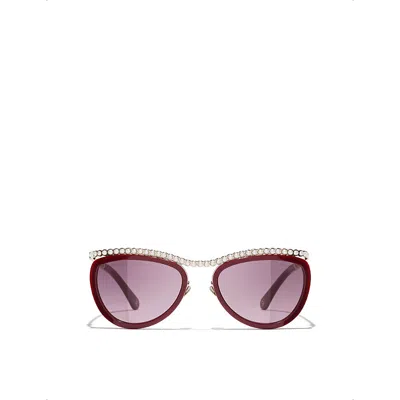 Chanel Womens Ch4296h Cat-eye Acetate Sunglasses Red