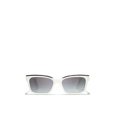 Pre-owned Chanel Womens White Ch5417 Square-frame Acetate Sunglasses