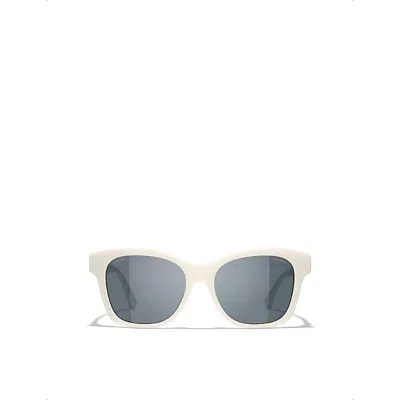 Chanel Womens Ch5482h Square-frame Acetate Sunglasses White In Gold