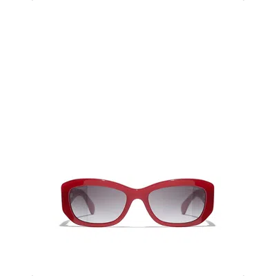 Chanel Womens Ch5493 Rectangular-frame Acetate Sunglasses Red