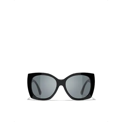 Chanel Womens Ch5519 Butterfly-frame Acetate Sunglasses Black