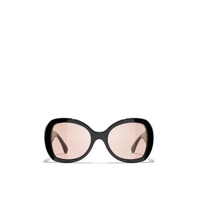 Pre-owned Chanel Womens Black Ch5531 Butterfly-frame Acetate Sunglasses
